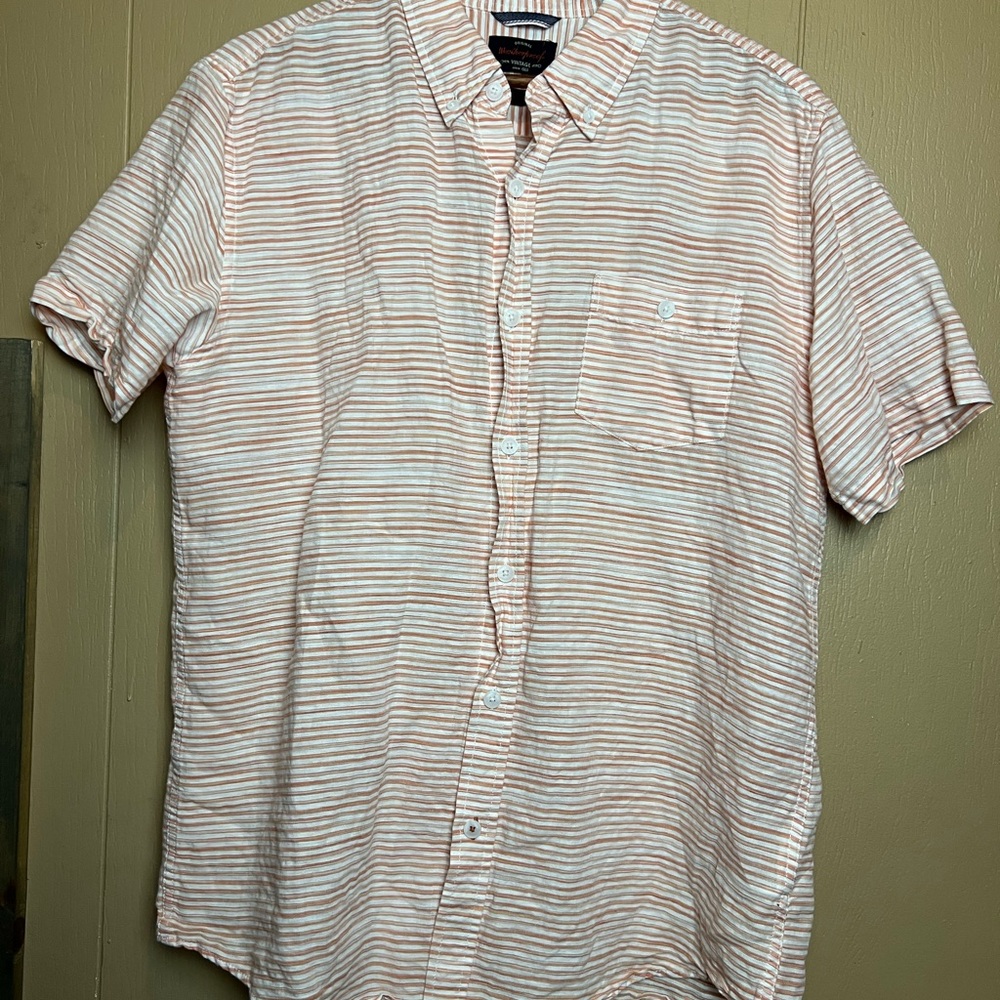 Weatherproof White and Orange Casual Button Down Shirt